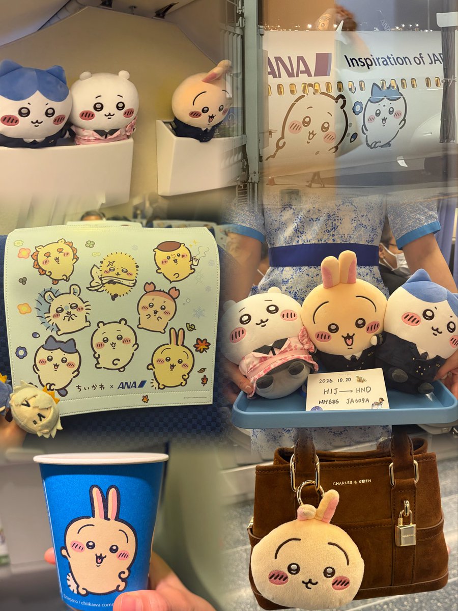uni_moemoep's tweet photo. 東京行きの帰りの飛行機ちいかわだった🐰
カバンにうさぎつけてヘアピンうさぎのつけてパックしてたマンなので、うさぎセンターにしてくれた🥺♡
#ちい���わジェット https://t.co/aPr5rYFQX7