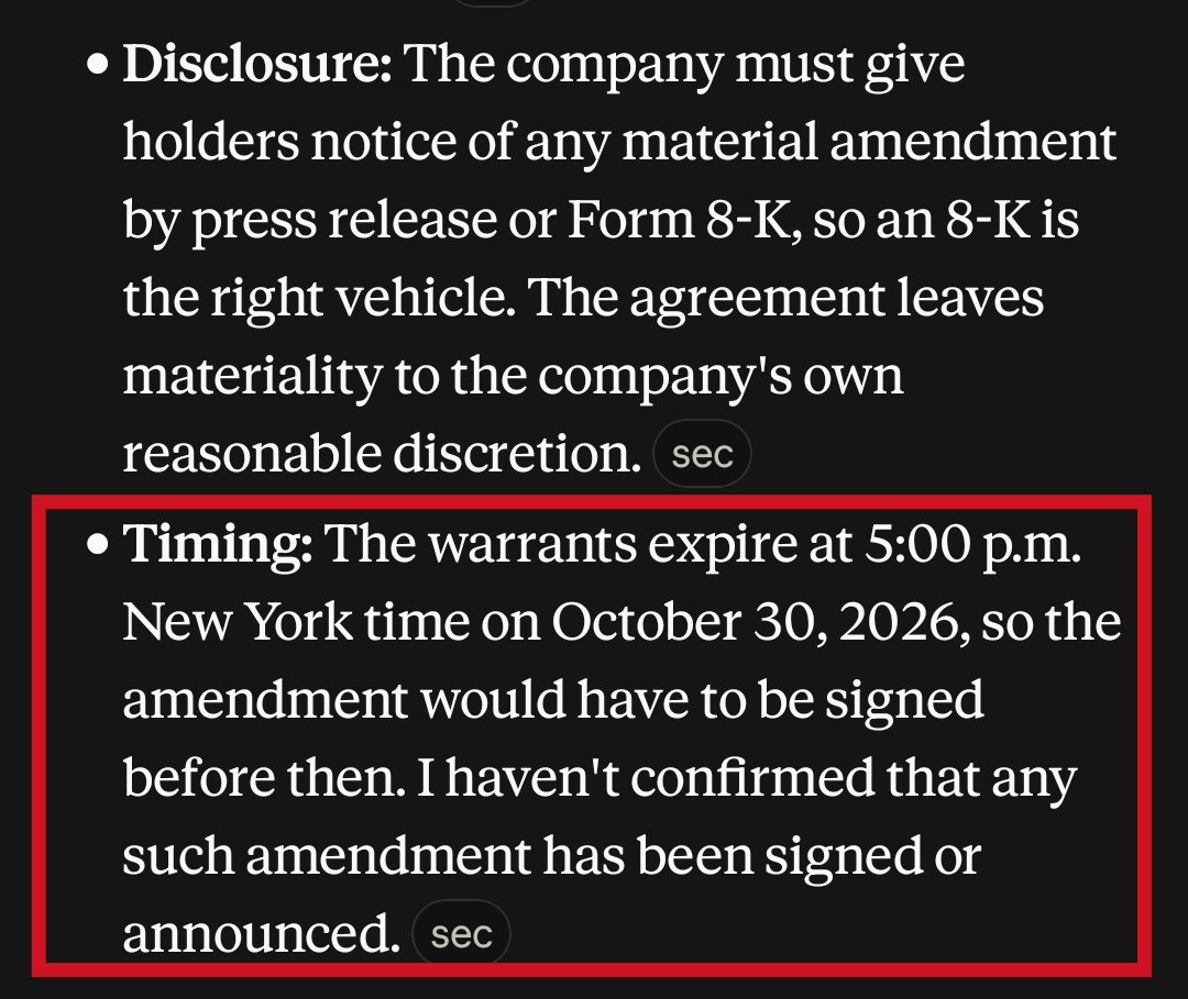 sneedweb's tweet photo. Looking at the current situation with GameStop’s warrants:

Can they still be extended? Yes.

Can they still go in-the-money? Yes.

$GME https://t.co/S2OFrH4UZJ
