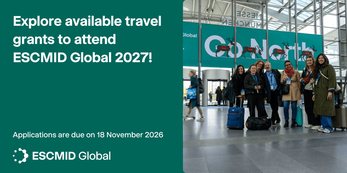 ESCMID's tweet photo. 🌍 Planning to attend #ESCMIDGlobal2027?

ESCMID offers grants to support researchers, clinicians and healthcare professionals from around the world.

📅 Apply by 18 November 2026!

👉 Discover funding opportunities and eligibility criteria on our website! https://t.co/TeRssNwjrM https://t.co/DKI99oe7bE