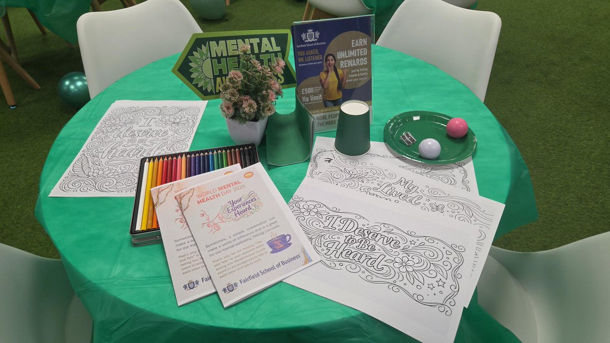 FSBSOCIAL's tweet photo. We’re delighted to see our #FSBLeicester students engaging with this year’s World Mental Health Day theme: “Lived Experiences Heard”.
Through a bespoke workshop, students explored the importance of lived experience.
Listening to students matters every day.
#FSBCommunity #WMHD2026 https://t.co/NK93zAeQeV