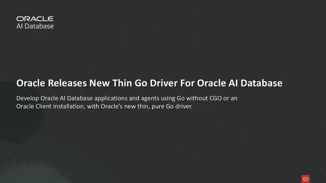 juarezjunior's tweet photo. Oracle Database Driver for Go (go-oracledb) - an official, robust and stable Golang driver for Oracle Database https://t.co/KNoeAPTG3C #Golang #Go #GolangOracleDB #OracleAIDatabase @OracleDatabase @OracleDevs @Oracle @golang https://t.co/M5BLLf2pfd