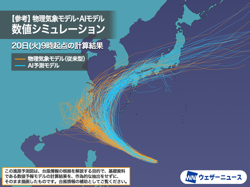 wni_jp's tweet photo. 【台風情報】
20日(火)21時現在、大型で猛烈な台風30号(チャンパー)はフィリピンの東で急速に発達しています。週後半に非常に強い勢力で沖縄に接近し、大荒れとなるため警戒が必要です。
その後は進路を変えて東シナ海を北上し、西日本方面に向かうおそれがあります。
https://t.co/wD6hMAg9YD https://t.co/8XyiEYOk9j