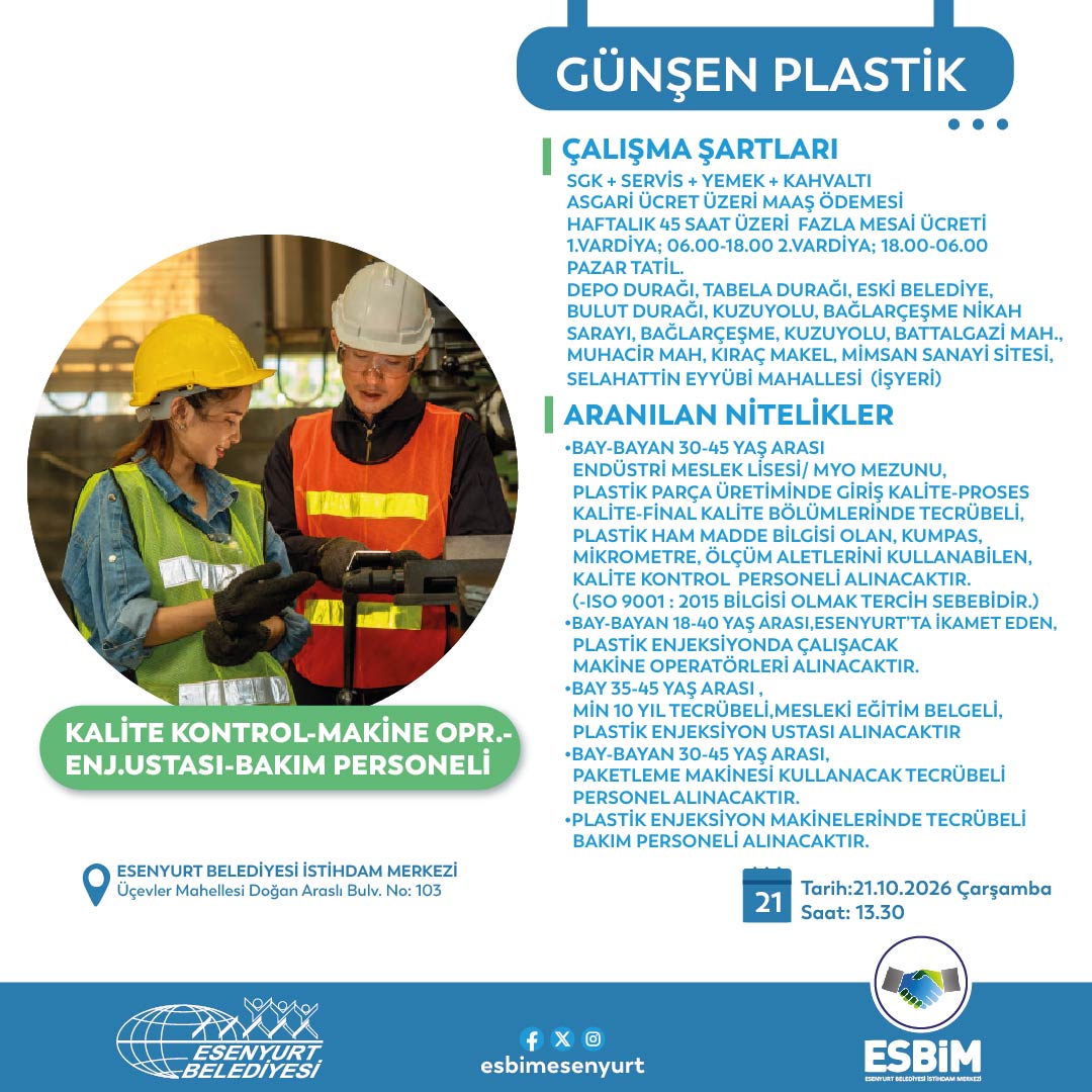 esbimesenyurt1's tweet photo. Bizim işimiz, Sizin istihdamınız...
https://t.co/C5omzFWJqp
#EsenyurtBelediyesi
#Esbim #Esenyurttaiş #İşarıyorum #İşçiarıyorum https://t.co/sUOLdPO6ID