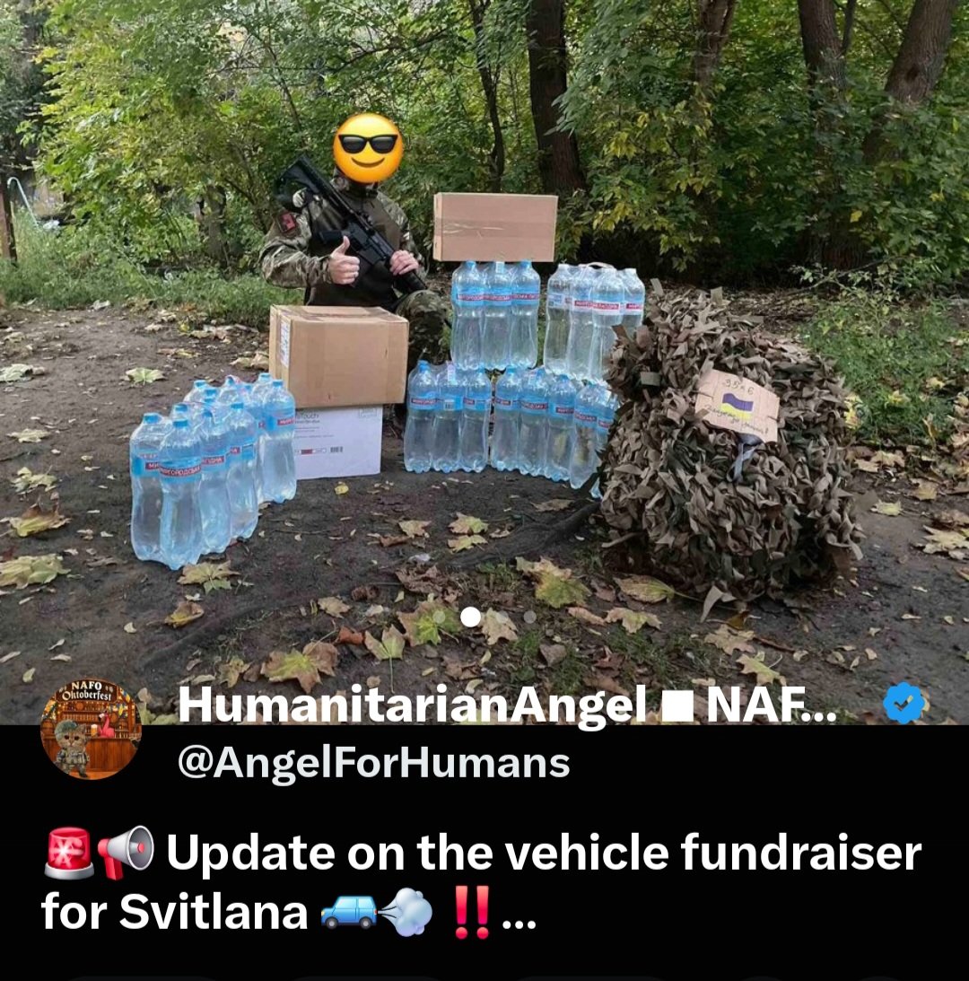 RomanEmpir52142's tweet photo. @slayerofmoskali @AngelForHumans Boosting with a modest donation. Thinking positive thoughts for "Mama Military" aka Svitlana✨️ 
She delivers So Many different needed supplies: 
food, water, camo nets, Care packages w/ clothes, medicine, goodies...
Boosting Morale🫂❣️ https://t.co/ovejnmC7Pi