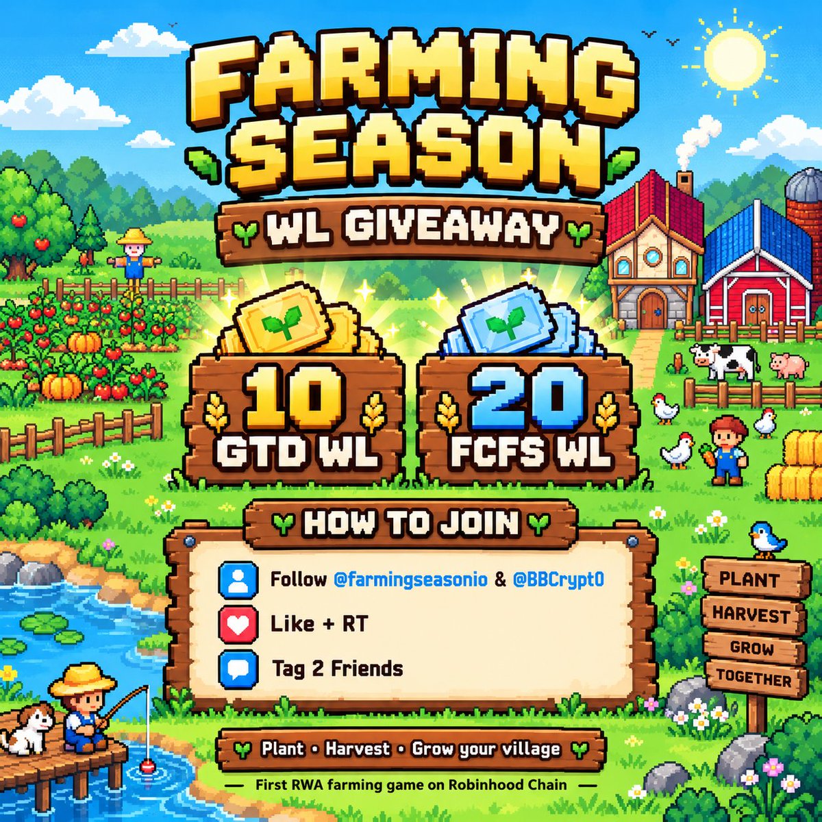 BBCrypt0's tweet photo. 🎁 GIVEAWAY TIME! 🌾

GM everyone! We've teamed up with @farmingseasonio to bring you an exclusive WL giveaway!

🎟️ 30 WL SPOTS UP FOR GRABS!

🏆 10 GTD WL (Guaranteed Spots)
⚡ 20 FCFS WL (First Come, First Served)

How to enter:
✅ Follow @farmingseasonio & @BBCrypt0
✅ Like & RT this post
✅ Tag 2 friends in the comments & drop your wallet address

🍀 Good luck everyone! Let's farm together! 🌾🔥
