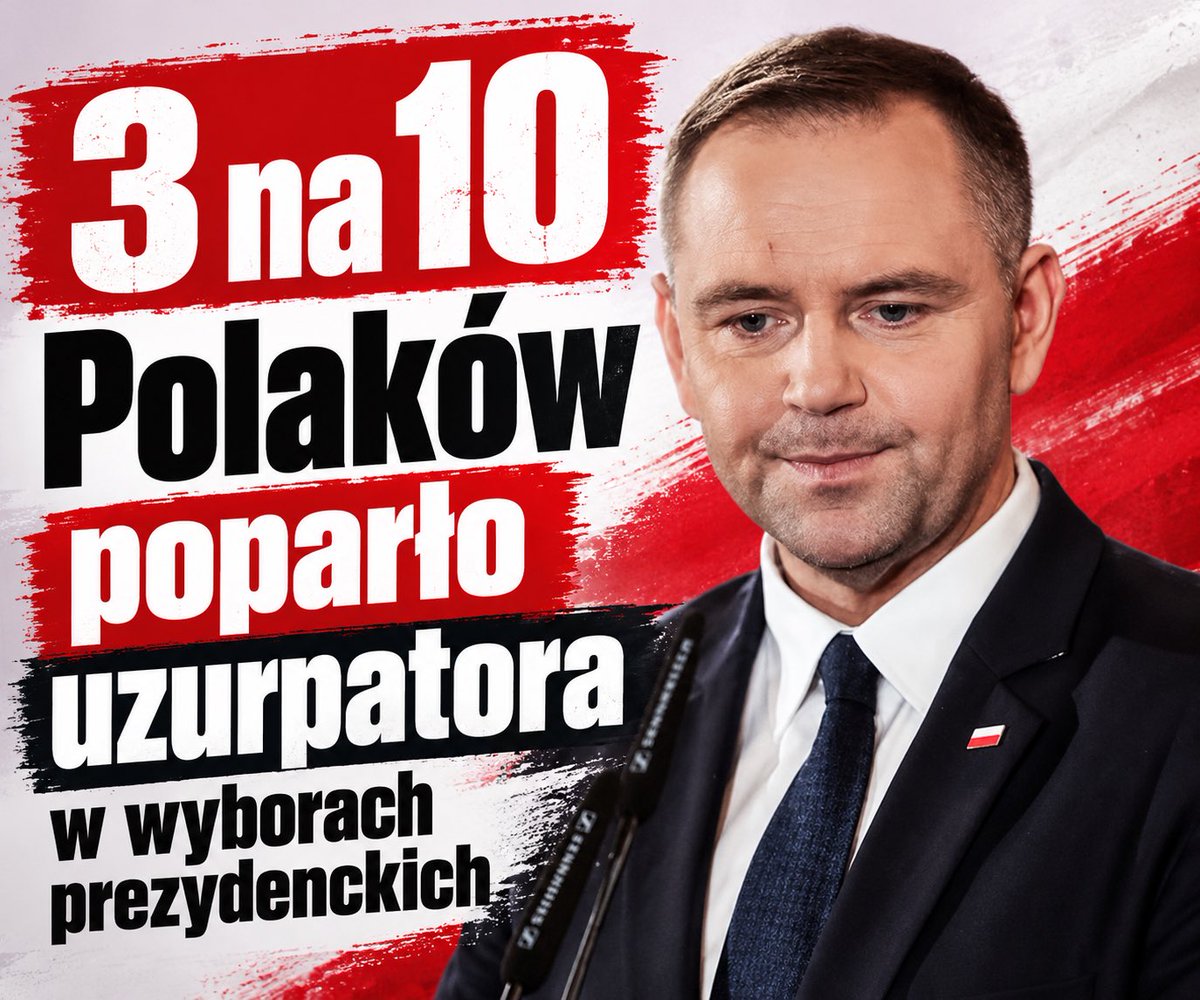 t_bogumila's tweet photo. Nawrockiego poparło, przy sfałszowanych wyborach, 
36,1%  uprawnionych do głosowania, czyli nieco ponad 3 osoby na 10! 

Po roku urzędowania jako domniemany prezydent łamie wszystkie zasady:
✔️odmawia współpracy z rządem,
✔️zawetował 48 ustaw,
✔️reprezentuje jedną partię polityczną,
✔️wchodząc do Trybunału Konstytucyjnego dokonał próby podporządkowania sobie instytucji, której niezależności powinien strzec❗️
#InstytutPrawdy
