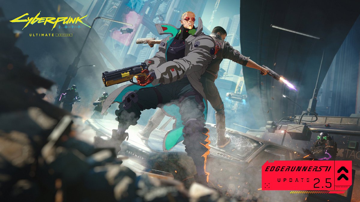 GOGcom's tweet photo. Get ready to head back to Night City. Cyberpunk 2077: Edgerunners 2 Update (2.5) is coming! 👉 https://t.co/1tJWVAFcQX https://t.co/ju08MKeJeO