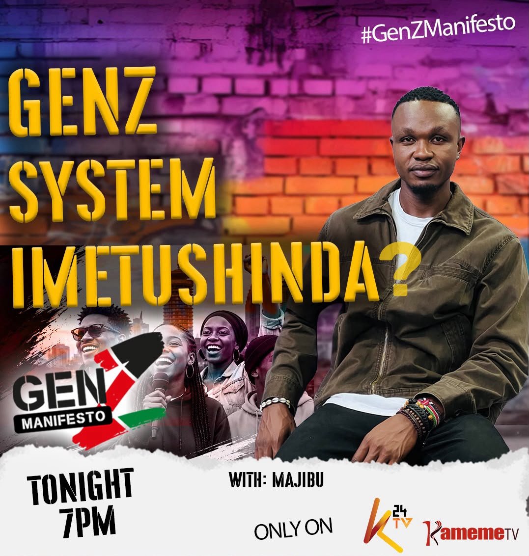 KamemeTvKenya's tweet photo. Umuthi, tabariraini ya GEN Z MANIFESTO: System imetushinda??

Wa keeri, 7.30-9.00 PM.
#genzmanifesto #KamemeTv https://t.co/W5KchyUZPm