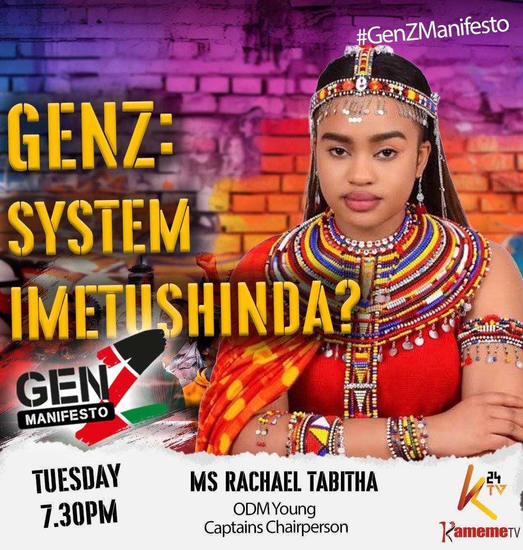 KamemeTvKenya's tweet photo. Umuthi, tabariraini ya GEN Z MANIFESTO: System imetushinda??

Wa keeri, 7.30-9.00 PM.
#genzmanifesto #KamemeTv https://t.co/96Nd6Hj1ku