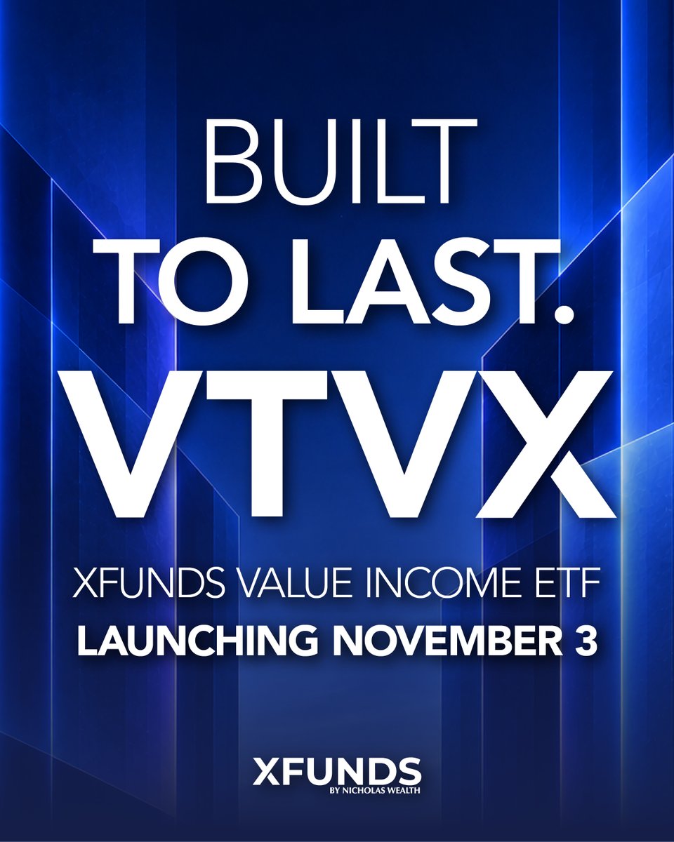 XFunds_'s tweet photo. New ticker alert: $VTVX, the XFUNDS™ Value Income ETF, is coming soon!

Launching November 3. Built to last, with a focus on established companies at attractive valuations.

Add it to your watchlist, you'll want a head start on this one. 

#VTVX https://t.co/hNeFgHaoJZ