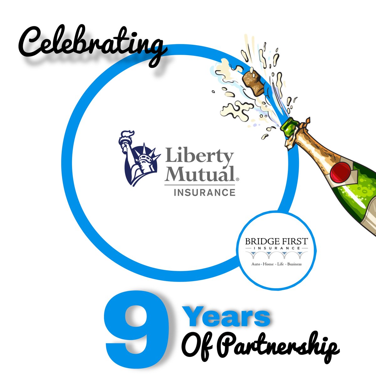 BFInsurance's tweet photo. Cheers to 9 years working with Liberty Mutual (formerly Safeco Insurance.) They have been a leading option in our agency for almost a decade now and have always been huge supporters of independent agencies! https://t.co/rSnGb3ykP5
