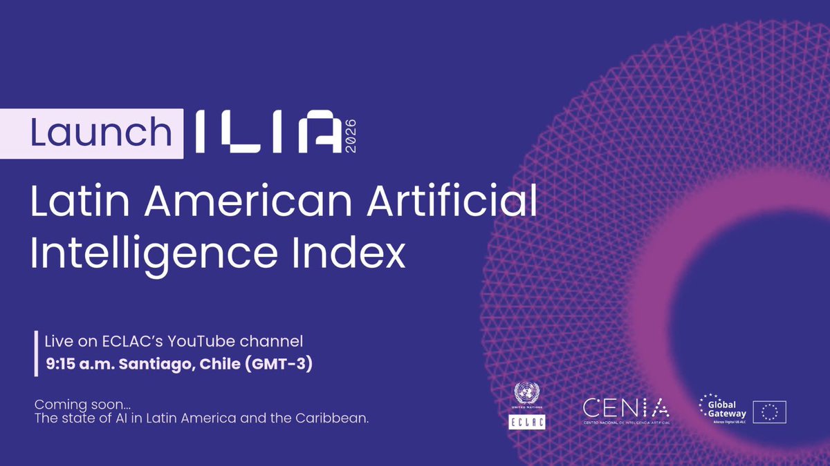 EmbajadaEcuChl's tweet photo. La Embajada participa en lanzamiento de 4.ª edición del Índice Latinoamericano Inteligencia Artificial #ILIA2026 Iniciativa de @cepal_onu y @cenia_cl que analiza avances, brechas y desafíos de IA en 20 países de ALC e impulsa políticas de innovación y cooperación regional en IA. https://t.co/2LqnpTq0L4