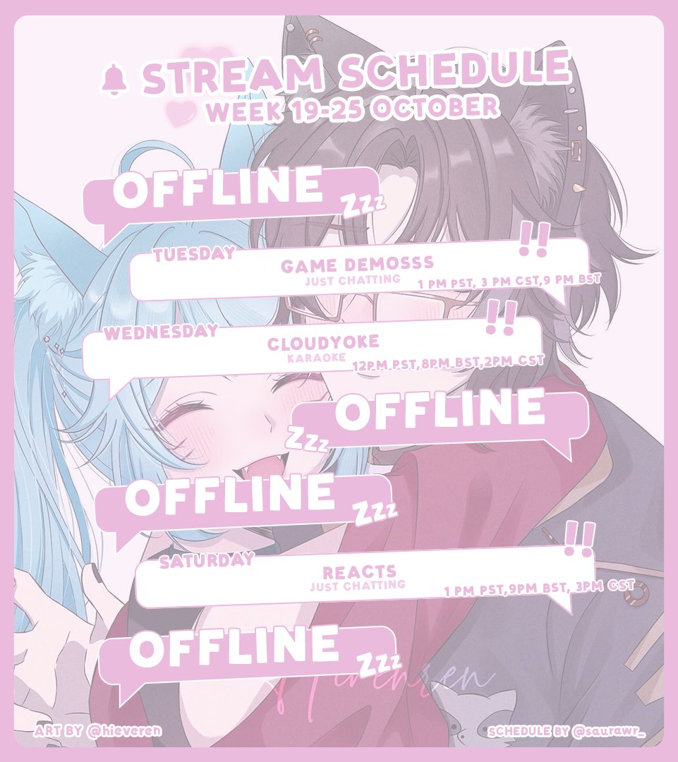 CloudyMarsu's tweet photo. the schebule for this week :D https://t.co/dEoHIbUA26