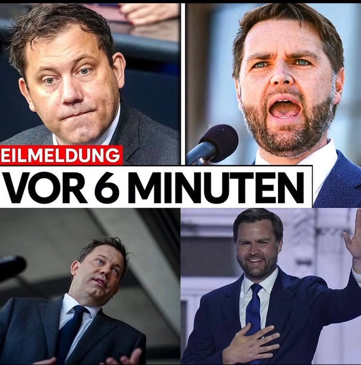 MDiener72345's tweet photo. Stell dir vor, du fliegst als hochrangiger deutscher Politiker nach Washington, erwartest den roten Teppich – und stehst plötzlich vor verschlossenen Türen! Genau das ist Lars Klingbeil passiert. Ein diplomatisches Fiasko, das hierzulande totgeschwiegen wird. JD Vance und Donald Trump lassen den Mann aus Berlin eiskalt abblitzen und stellen ihn vor der Weltpresse bloß. Es ist die Quittung für jahrelange Überheblichkeit und moralische Belehrungen. Was JD Vance über Deutschland sagte, ist ein echter Schock und trifft genau den wunden Punkt der aktuellen Regierung. Wollt ihr wissen, was wirklich hinter den Kulissen passierte und warum die USA den Respekt verloren haben?