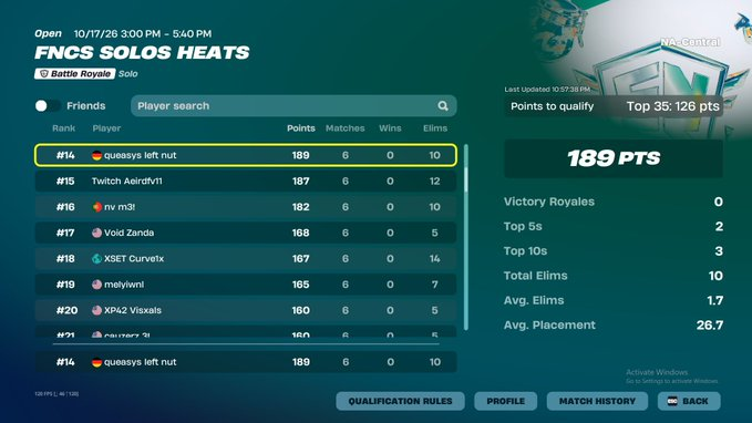 Zen8j's tweet photo. WWWW 🔥🔥🔥

Both of Queasys nuts have qualified to Solo FNCS Grand Finals https://t.co/1X9cvAijjj
