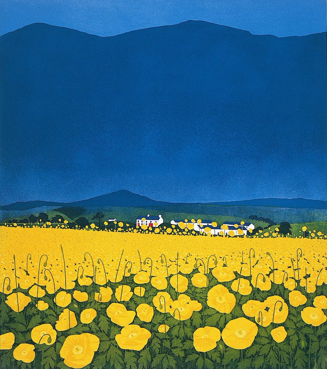 artenpedia's tweet photo. Phil Greenwood (Wales, b 1943) Buttercup Ridge https://t.co/fydJbJ7XJ7