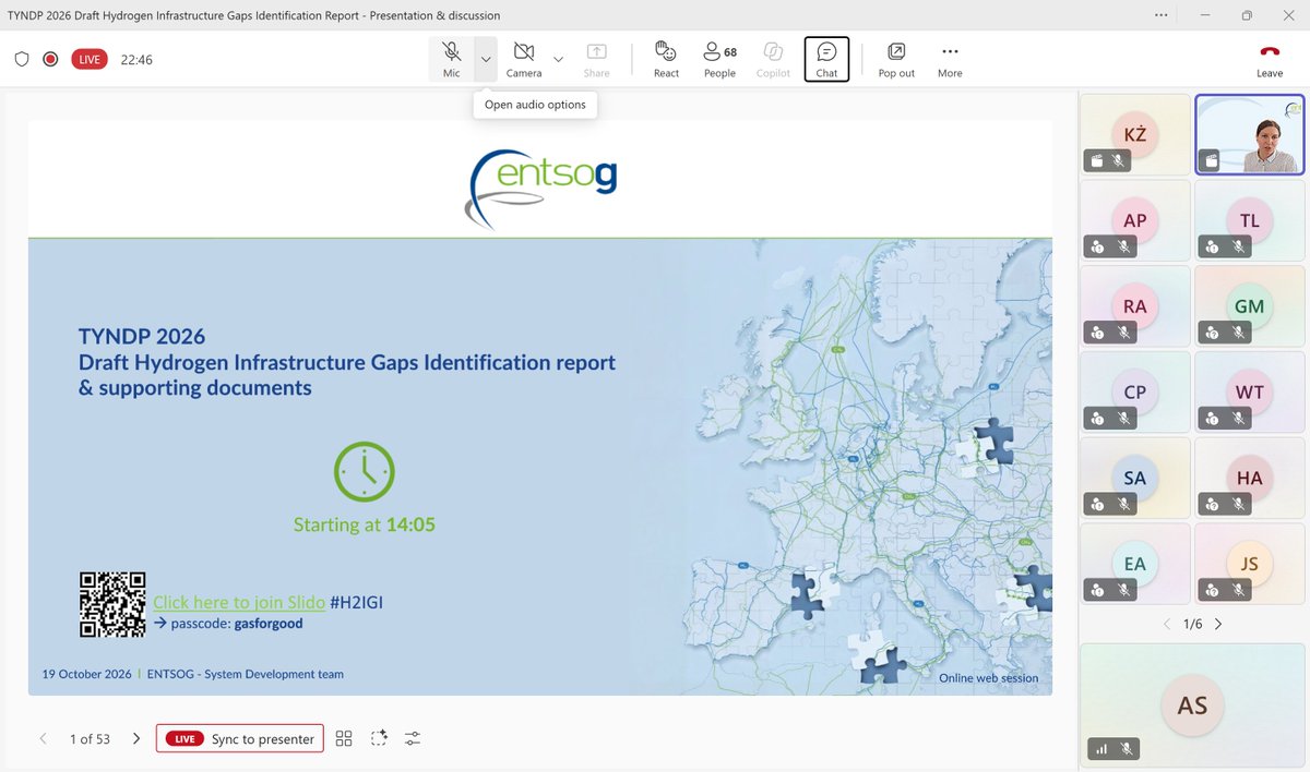 ENTSOG's tweet photo. 🎥@ENTSOG hosted a public online webinar presenting the TYNDP 2026 Draft Hydrogen Infrastructure Gaps Identification Report and Infrastructure Report!

📘Currently under public consultation, the draft #H2IGI report assesses future #hydrogen #infrastructure needs across Europe based on the #TYNDP 2026 Draft Scenarios. It identifies potential infrastructure gaps and explores how the hydrogen network could evolve to support the #energytransition.

🗓️ 30 October 2026 – the date until which stakeholders are invited to provide their feedback as part of the public consultation.

📈 The TYNDP 2026 Infrastructure Report highlights the growing momentum of hydrogen development; with an increased number of #PCI and #PMI hydrogen projects submitted in the latest application round.

🖥️To facilitate stakeholder engagement new, interactive visualisation tools help explore the key findings and infrastructure data.

🙏Thank you to all participants for their valuable questions engaging through Slido as we advance in Europe's #molecules infrastructure planning.

This year's edition also marks an important transition as ENNOH will take the lead in developing the H2IGI report for future TYNDPs!

📄 🎥 Webinar slides and recording are available on the event page: https://t.co/FKoyZxYuFg
👉 Access all TYNDP 2026 consultation documents on the ENTSOG website:
https://t.co/y8gZxxrurj
👉 Visit the dedicated TYNDP 2026 website:
https://t.co/I0hahU3PBl
