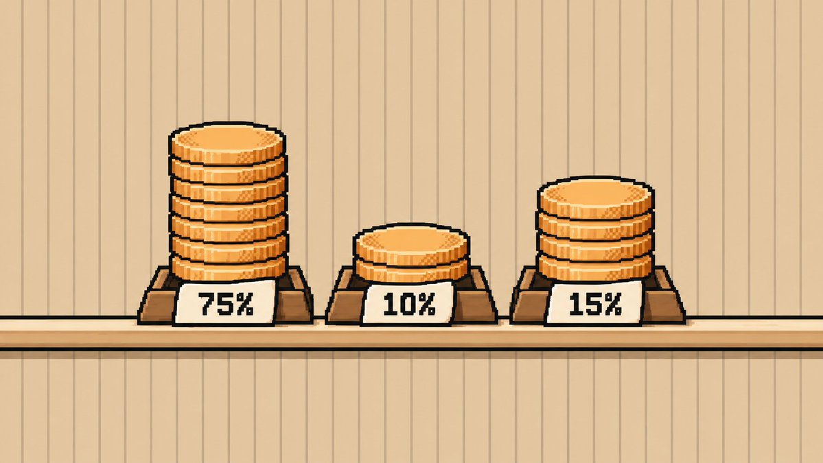 PIPfun_'s tweet photo. Every coin launched on PIP splits its creator fees three ways.

75% to the coin's own desk wallet.

10% to the launcher.

15% to the pad.

The split is set inside the launch transaction and locked there.

Nobody can change it afterwards, the pad included. https://t.co/Ccpi5Kduwf