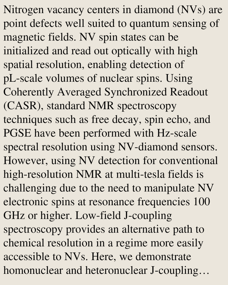 ChemPhyPapers's tweet photo. Low-Field J-Coupling Spectroscopy Measured with a Diamond Nitrogen Vacancy Spectrometer

Stephen J. DeVience, John W. Blanchard, Camille G. McDonnell, …
https://t.co/CsrCdRLzjf [𝚙𝚑𝚢𝚜𝚒𝚌𝚜.𝚌𝚑𝚎𝚖-𝚙𝚑 𝚙𝚑𝚢𝚜𝚒𝚌𝚜.𝚊𝚙𝚙-𝚙𝚑 𝚙𝚑𝚢𝚜𝚒𝚌𝚜.𝚊𝚝𝚘𝚖-𝚙𝚑 𝚚𝚞𝚊𝚗𝚝-𝚙𝚑] https://t.co/MxWBuS4A0w