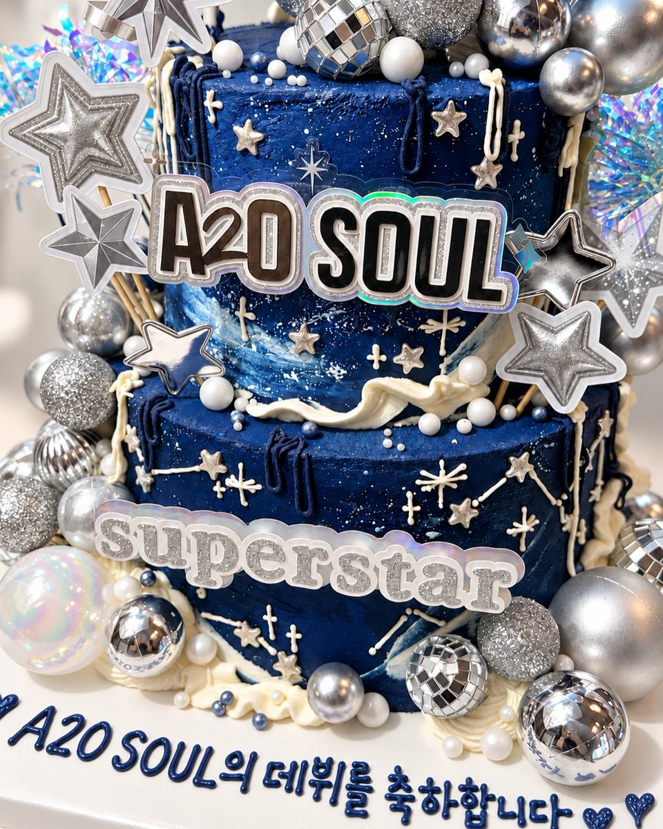 micheclouds's tweet photo. Kue debut #A2OSOUL sama #A2OLITE cantik banget 💙💚 https://t.co/h4hEo9TMki