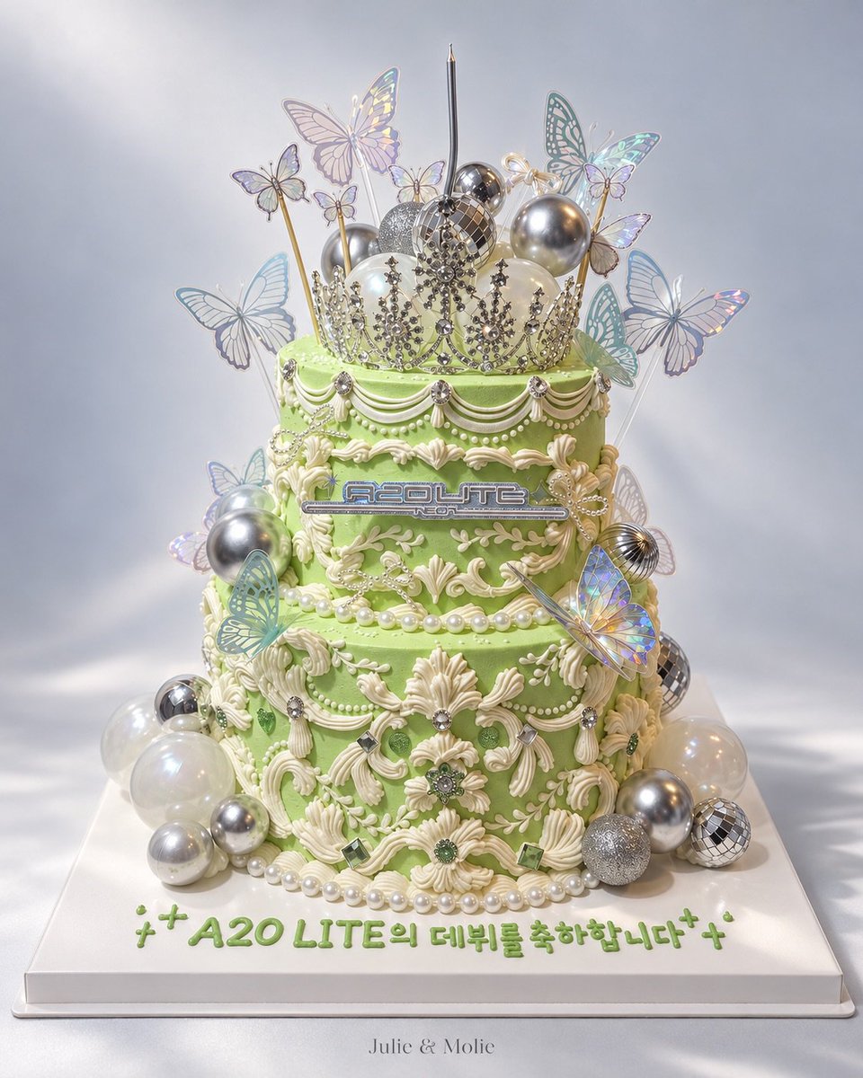 micheclouds's tweet photo. Kue debut #A2OSOUL sama #A2OLITE cantik banget 💙💚 https://t.co/h4hEo9TMki