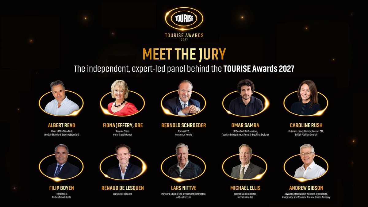 TOURISEofficial's tweet photo. Meet the jury behind the TOURISE Awards for 2027. An independent, cross-sector panel of distinguished global experts spanning travel, culture, cuisine, fashion and wellbeing, united by one mission: to recognize the destinations shaping the tourism agenda. https://t.co/q1zowhnZnf