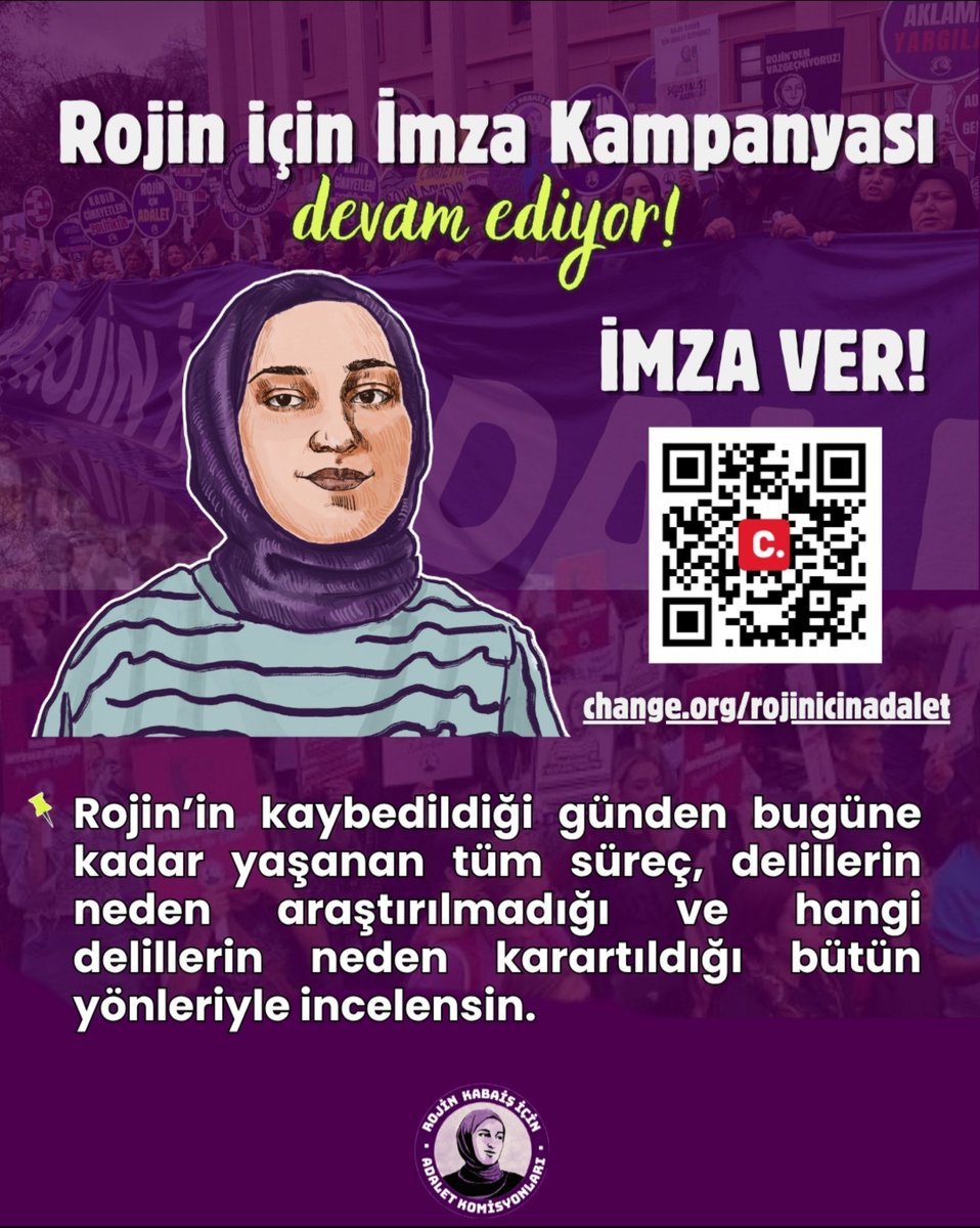 RojineAdalett's tweet photo. Rojin Kabaiş için başlattığımız İmza Kampanyası devam ediyor! 

TALEBİMİZ NET!
Rojin’in kaybolduğu günden bugüne yaşanan tüm süreç, deliller ve cevapsız kalan sorular bütün yönleriyle araştırılsın. 

Atacağınız her bir imza, bu olayın unutulmamasını ve adalet talebimizin daha geniş kitlelere ulaşmasını sağlayacak.

Sen de imzacı ol, Rojin için adalet haykırışını büyütelim 👇
https://t.co/DWiRBJAKw6
