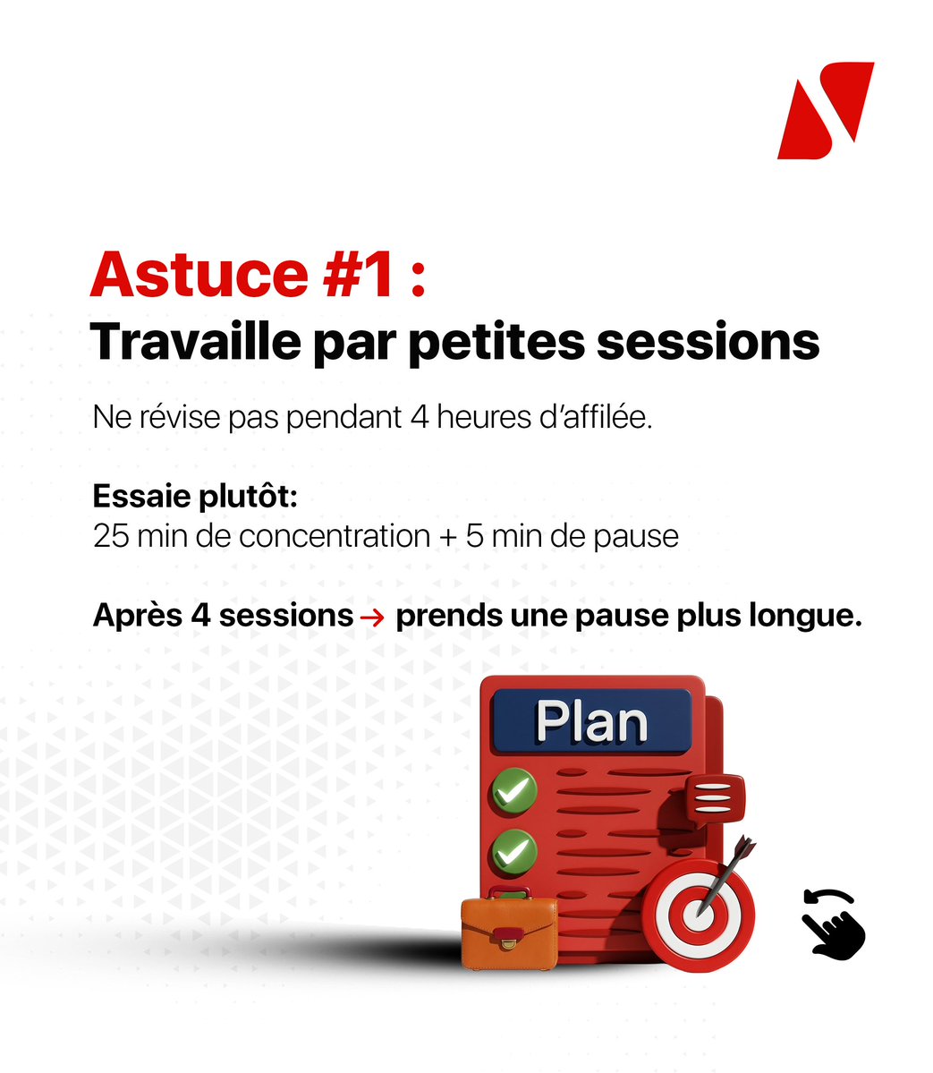 UBA_Mali's tweet photo. Entre cours, devoirs, examens et projets, la rentrée peut vite devenir intense. 🎒
On te partage ce matin 02 méthodes pour bien travailler.
Bon courage à tous les élèves et étudiants ! 🤩
#UBAMali #retourenclasses #Apprentissage #africasglobalbank https://t.co/beWQgEAXSM