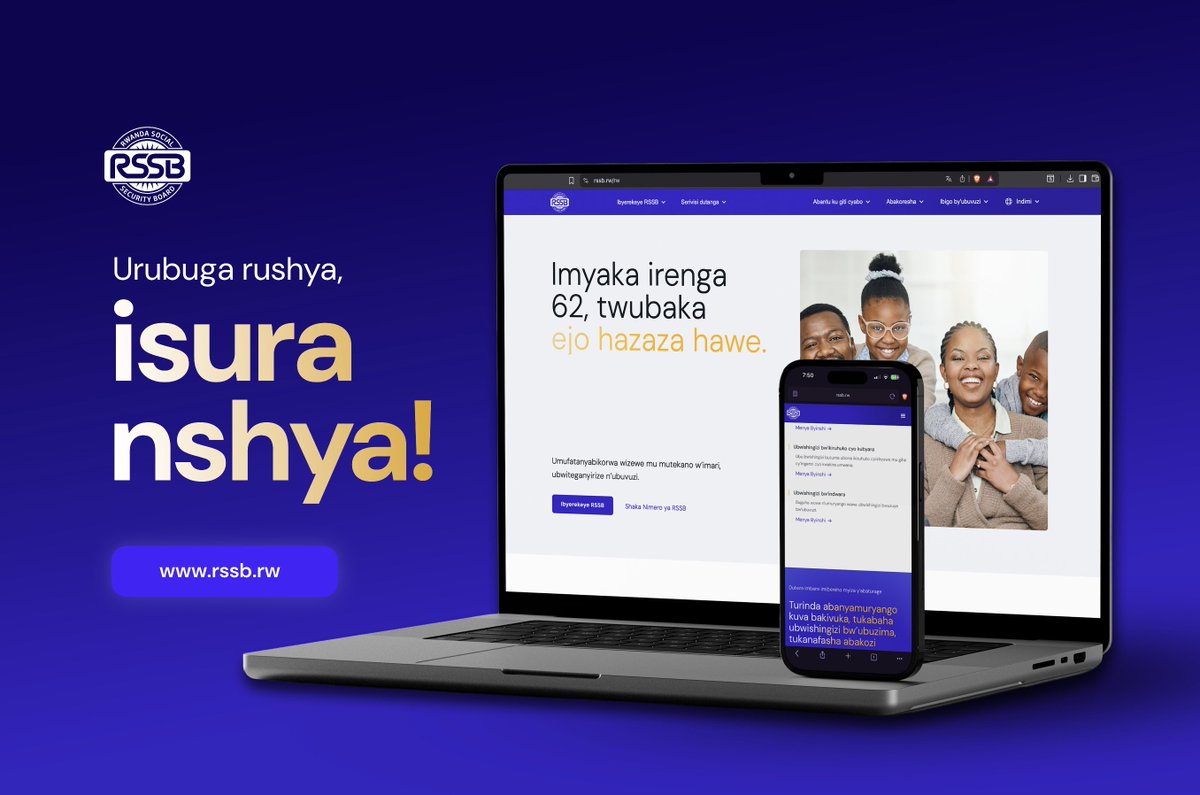 RSSB_Rwanda's tweet photo. ⚡️ Urubuga rushya rwa RSSB mu isura nshya yorohereza abanyamuryango bacu. Iyi ni indi ntambwe mu gukoresha ikoranabuhanga mu kwegereza abanyamuryango amakuru na serivisi dutanga.
 
Sura urubuga rwacu  ari rwo: https://t.co/0x3GdMu9ua

Dore iby’ingenzi wamenya kuri uru rubuga: https://t.co/Aea4z28BxQ