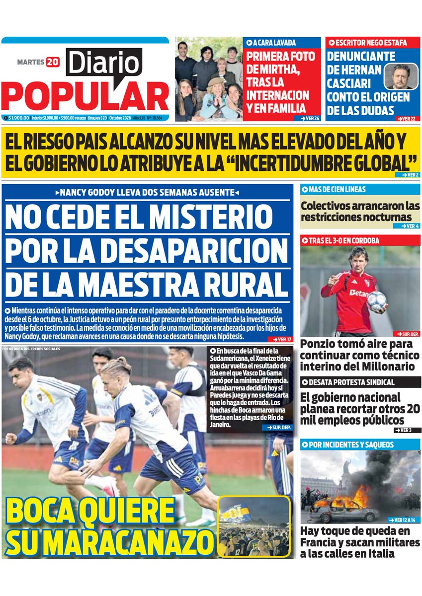 WalterVerst's tweet photo. #BuenDía y #BuenMartes para todos!!!
Te presentamos las portadas de los diarios de hoy #Martes 20/10/2026 #20deOctubre #20Oct2026 #20octubre.
#DiarioPopular
#LaPrensa
#Crónica https://t.co/NLtmO39DPo