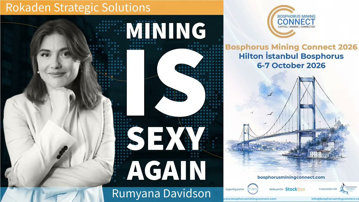 StockBoxMedia's tweet photo. Bosphorus Mining Connect 2026: Rumyana Davidson  - The Mining Sector is Trending

StockBox speaks to Rumyana Davidson, Founder of Rokaden Strategic Solutions, at Bosphorus Mining Connect 2026 in Istanbul to discuss growing investor interest in mining, emerging market opportunities and the rising importance of critical minerals.

With investors from new industries entering the sector and global demand for critical minerals accelerating, could mining be entering an exciting new era of growth and opportunity?

Tune in here: https://t.co/CIzYS5EF6J