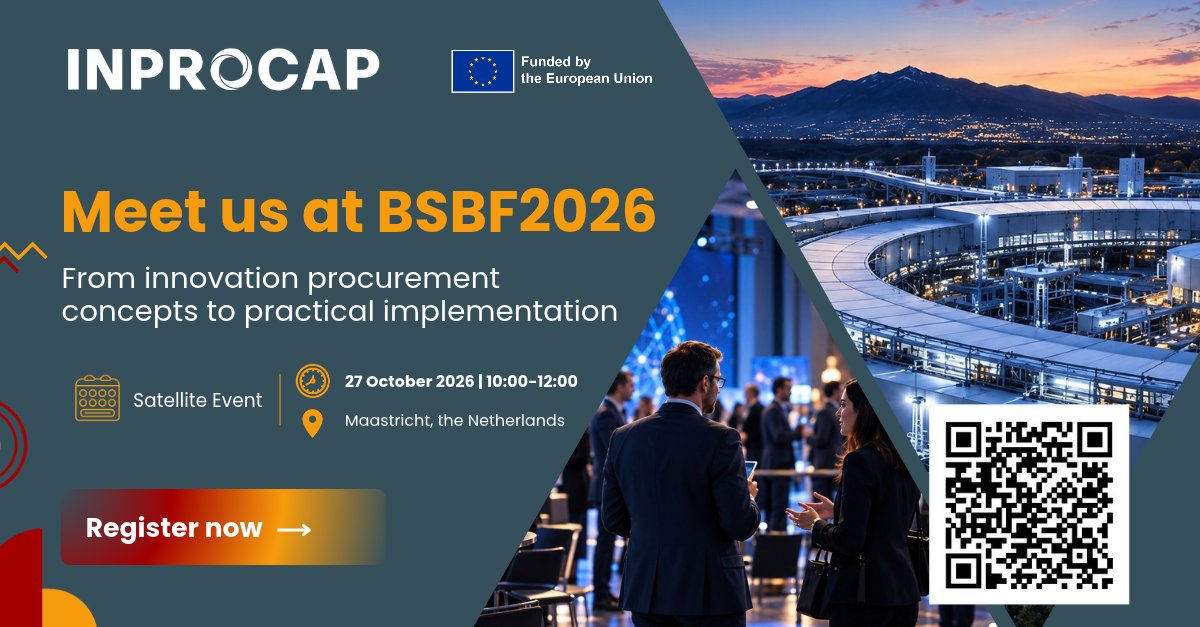 InprocapProject's tweet photo. 🔬 How can #BigScience organisations tackle innovation procurement challenges?
Join #INPROCAP at #BSBF2026 to explore practical guidance, tools and lessons learned.
📅 27 Oct | 10:00–12:00
📍 Maastricht
Register 👇 https://t.co/gSLyc0PvUX