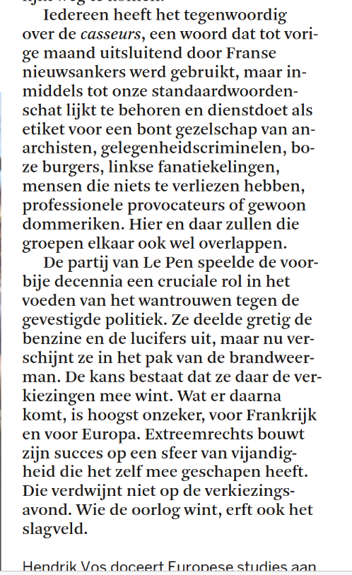 mboudry's tweet photo. Academici en klassieke media lijken echt in een parallel universum te leven. Volgens deze ‘analyse’ zijn de massale plunderingen en brandstichtingen in Frankrijk — letterlijk onder Palestijnse vlaggen, met steun van antifa en Greta Thunberg, gepleegd door voornamelijk Noord-Afrikaanse jongeren — de schuld van… radicaal-rechts en Marine Le Pen. 🤯

Werkelijk verbijsterend. Doe geen moeite, @hendrikvos: Le Pen zal ook wel de verkiezingen winnen zónder uw nijvere inspanningen.