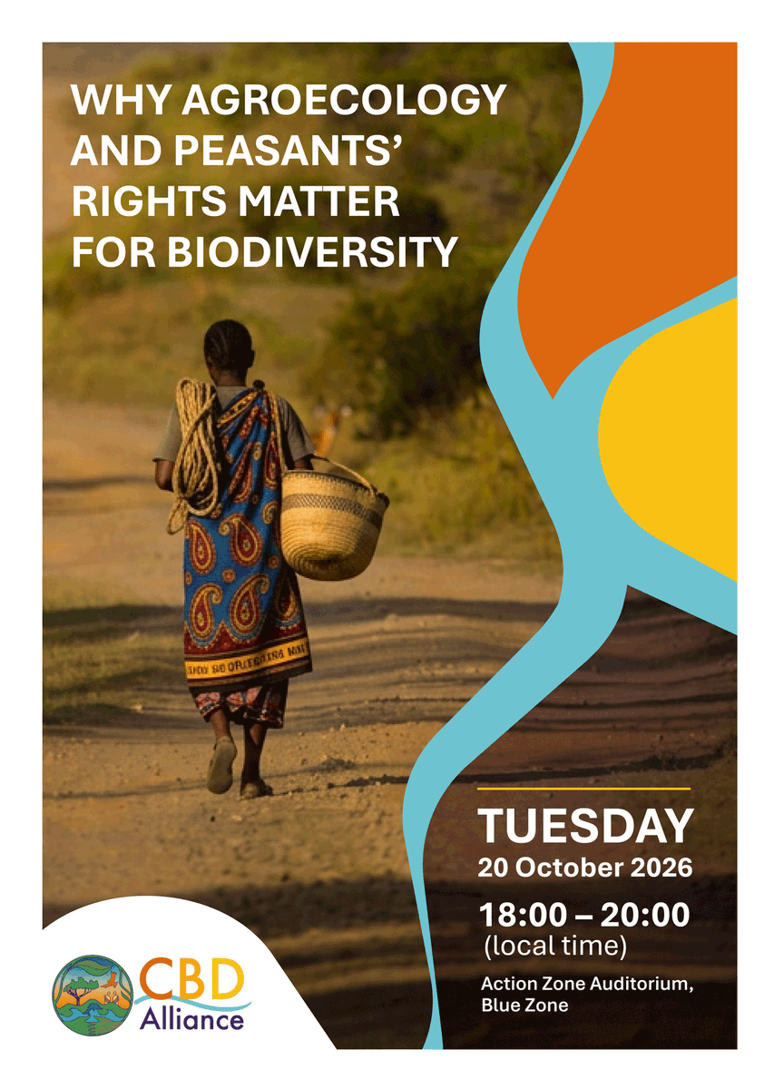 _ACBIO's tweet photo. Join the @CBDAlliance  for the livestream of a special #COP17 event today at 4PM (SA time) on why agroecology and peasants’ rights matter for biodiversity: 
https://t.co/cyVBAFG6JO

#PeasantsRights #FoodSovereignty https://t.co/gCU2uv6l6a