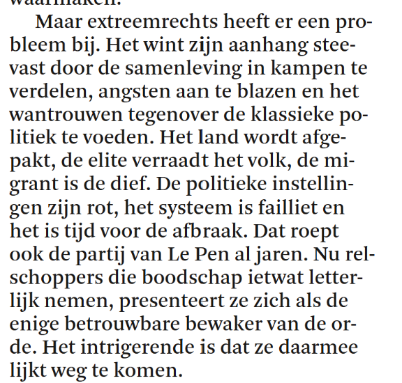 mboudry's tweet photo. Academici en klassieke media lijken echt in een parallel universum te leven. Volgens deze ‘analyse’ zijn de massale plunderingen en brandstichtingen in Frankrijk — letterlijk onder Palestijnse vlaggen, met steun van antifa en Greta Thunberg, gepleegd door voornamelijk Noord-Afrikaanse jongeren — de schuld van… radicaal-rechts en Marine Le Pen. 🤯

Werkelijk verbijsterend. Doe geen moeite, @hendrikvos: Le Pen zal ook wel de verkiezingen winnen zónder uw nijvere inspanningen.