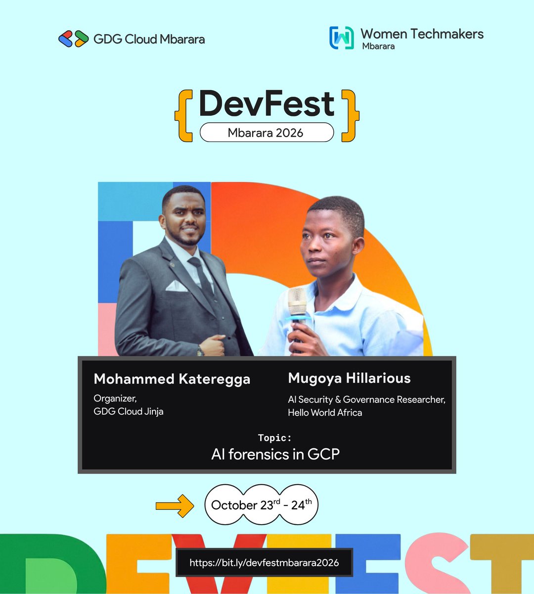 GDGCloudMbarara's tweet photo. In an era of generative models and autonomous agents, digital forensics and cloud security require a whole new approach.

We are excited to feature Mugoya Hillarious alongside Mohammed Kateregga  at #DevFestMbarara2026. https://t.co/OH48UmyGBg
