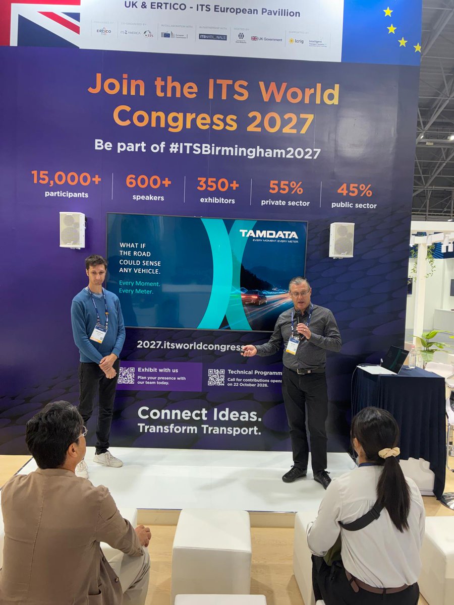 transtechforum's tweet photo. ITS World Congress: Day 2! Another busy day on the UK &amp; ERTICO – ITS Europe Pavilion, with co-exhibitor presentations, opportunities to connect with international colleagues and a UK Drinks Reception bringing together representatives from across the ITS community. #ITSWC2026 https://t.co/sjl6t01xTg
