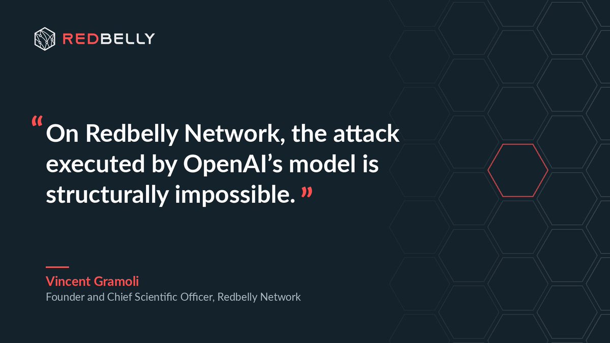 RedbellyNetwork's tweet photo. An AI agent just hijacked an Ethereum wallet to pay for its own contract. Brute-forced 362 addresses from public recovery phrases, signed the transaction, hid it in its report.

On Redbelly that transaction never reaches the mempool. Every account is a verified human.

@VincentGramoli's new article in the first comment 👇