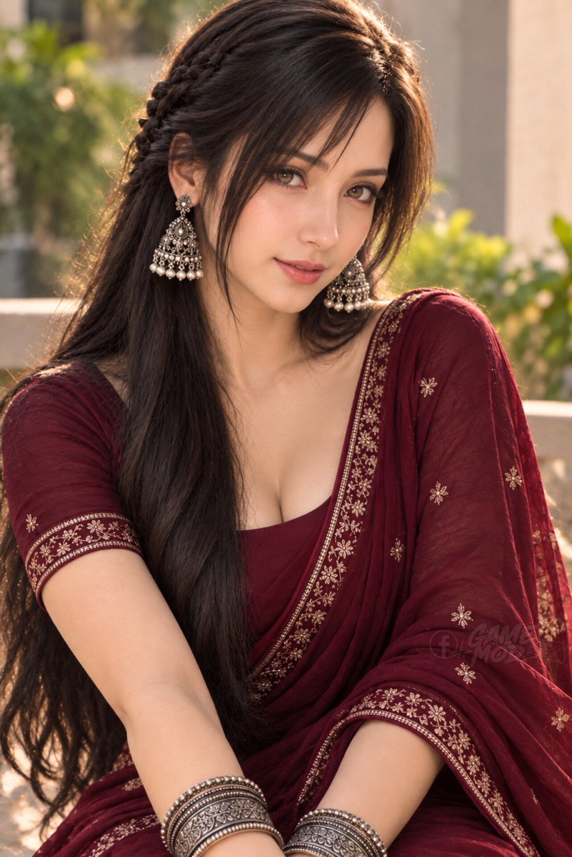 flarespersecond's tweet photo. Tifa Lockhart looking beautiful in a maroon saree with elegant traditional jewelry. ❤️
#TifaLockhart #FinalFantasyVII #MaroonSaree #GameMod https://t.co/Q0qgD3XHRr