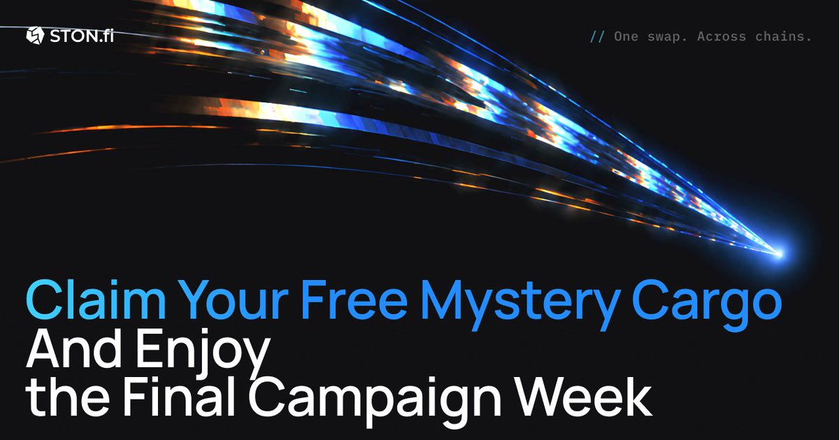 ston_fi's tweet photo. ⭐️ Claim your free Mystery Cargo and enjoy the final week in “One swap. Across chains”!

🎁 Free Mystery Cargoes: claiming is live!
Completed all partner missions? Claim a special Mystery Cargo without spending any miles. Each cargo may contain up to 100 STON tokens! But hurry: the number of Mystery Cargoes is limited.

🧭 Make the most of the final week
One week may not sound like much, but there's still plenty you can do! Explore cross-chain routes, discover useful Web3 tools through partner missions, and collect more miles along the way.

💎 Don't forget your Flight Deals
Visit the Flight Deals board to see which rewards from STONfi and our partners you can unlock with your miles.

The campaign ends on October 26 at 23:59 UTC, so there's still time to make this flight count — link in comments👇

#TON #STONfi #CrossChain