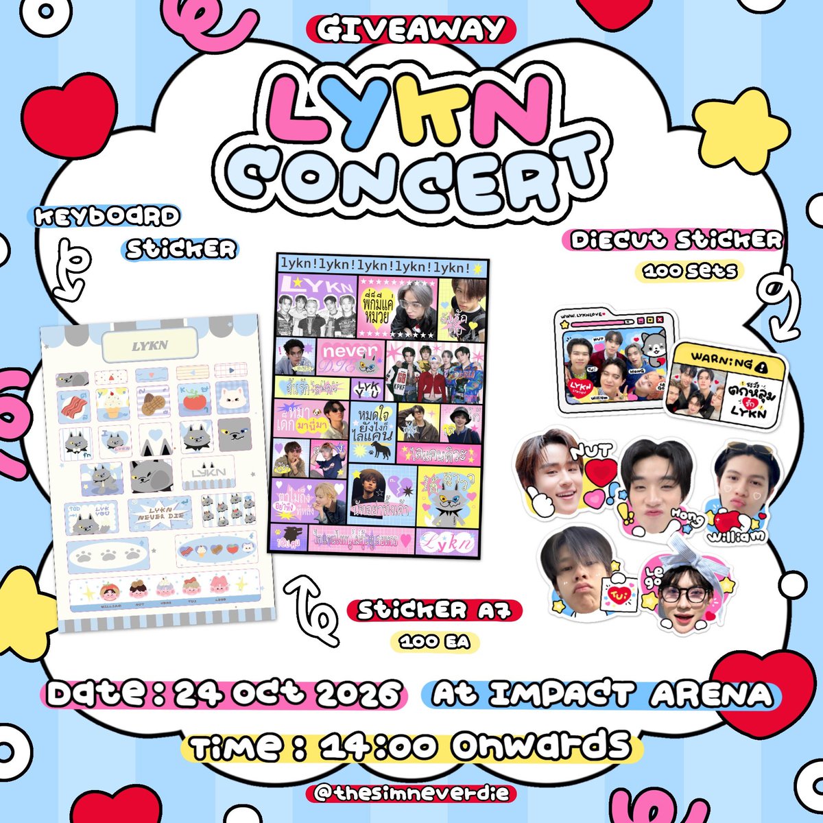 thesimneverdie's tweet photo. :¨ ·.· ¨:
 `· .  pls kindly rt >3<

giveaway  for  
#LYKNReflexionConcert  🐺 

• keyboard sticker 40 ea
• A7 sticker 100 ea
• die-cut stickers 100 set

date : 23-24-25 October 
time : tba

ปล. ฝาก @ppeekaboo_9 ไปแจกงับ :-p https://t.co/MQ6RJJcDV6