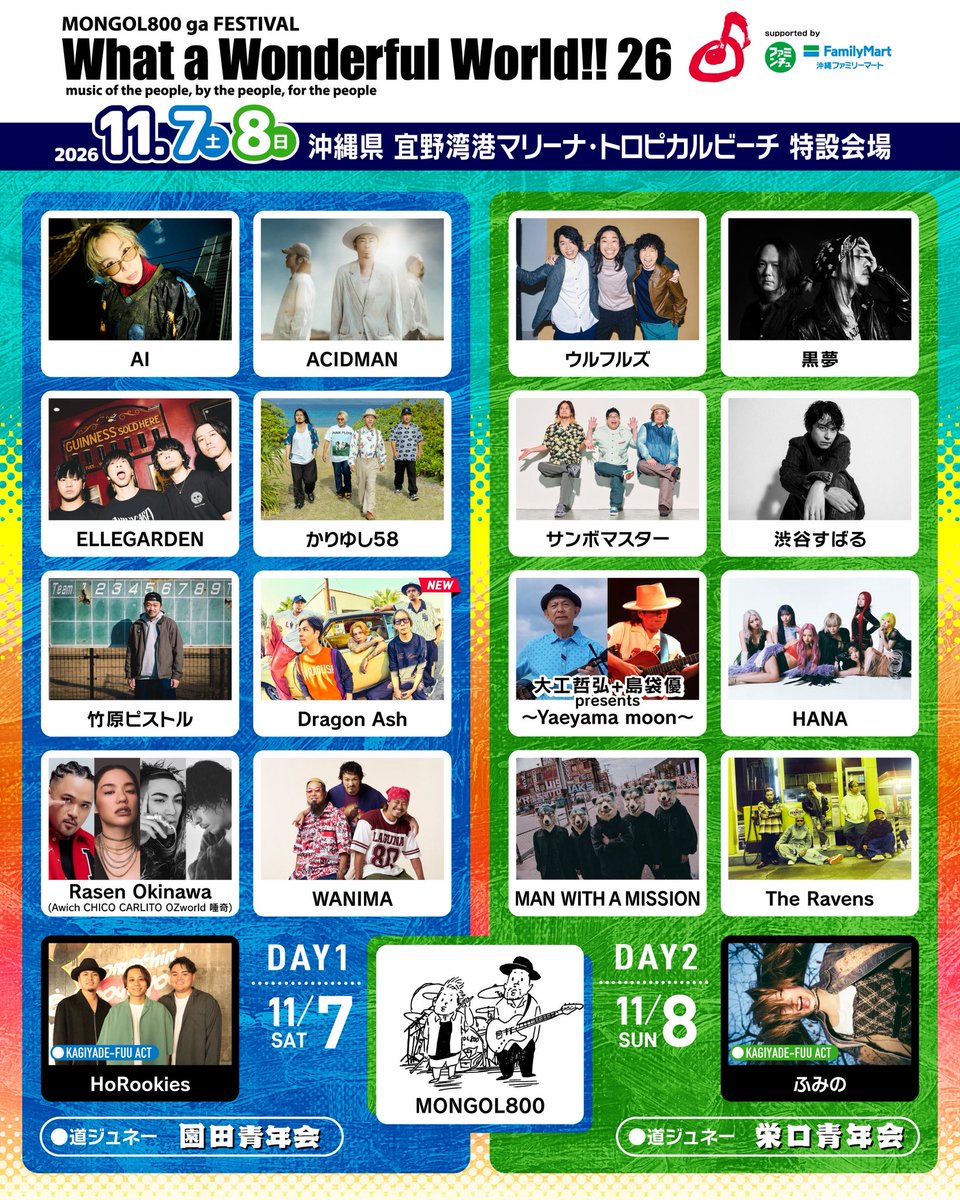www800_official's tweet photo. ▽▽▽

◥◣ Dragon Ash出演決定!! ◢◤

/／
BRAHMANの出演キャンセルに伴い
Dragon Ashの出演が決定!!🐉
@Dragon_Ash
▶︎ 11月7日(土) DAY1 ハブSTAGE │ 16:20-
\＼

BRAHMANの想いを胸にDragon Ashが
魅せる圧巻のステージ🔥
全力で楽しみ尽くしましょう!!

🏝️ What a Wonderful World!!26 🌺
📅 11月7日(土)・8日(日)
📍 宜野湾港マリーナ・
　   トロピカルビーチ特設会場
#モンパチフェス #www26 #沖縄