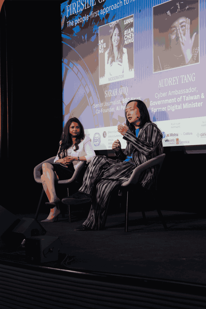 WorldSummitAI's tweet photo. The future of AI isn't just about technology. It's about people
.
As we reflect on the 10th Anniversary of World Summit AI Amsterdam, we're proud to have welcomed some of the world's most influential voices to challenge assumptions, spark meaningful debate and shape what comes next.

Among them was Audrey Tang, Cyber Ambassador for the Government of Taiwan, who shared her people-first approach to AI autonomy in a conversation moderated by Sarah Atiq, Senior Journalist at BBC News and Co-Founder of AI Policy Lab.

The session explored a fundamental question at the heart of sovereign AI: Who builds it, who benefits and who gets left behind?

From digital identity and civil liberties to citizen control over personal data, the discussion was a powerful reminder that AI sovereignty must be about more than infrastructure and national ambition. It must also be about the people whose lives it affects.

A huge thank you to Audrey and Sarah for bringing their perspectives, expertise and voices to our 10th Anniversary stage. 💜

For a decade, World Summit AI has brought the global AI ecosystem together to ask the questions that matter. Conversations like these are exactly why.

10 years of defining AI. Shaping what comes next.

#WorldSummitAI #WSAI #SovereignAI #ResponsibleAI #AIForHumanity