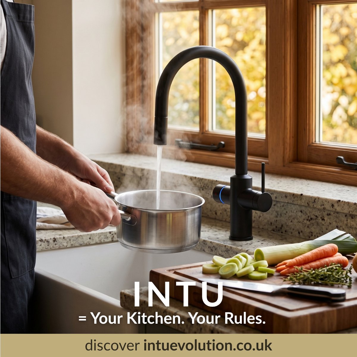 INTUEvolution's tweet photo. Your kitchen. 
Your rules. 
Instant boiling water. 

👨‍🍳 Happy International Chefs Day.

#InternationalChefsDay #INTUtaps https://t.co/TrAZVqaI5U