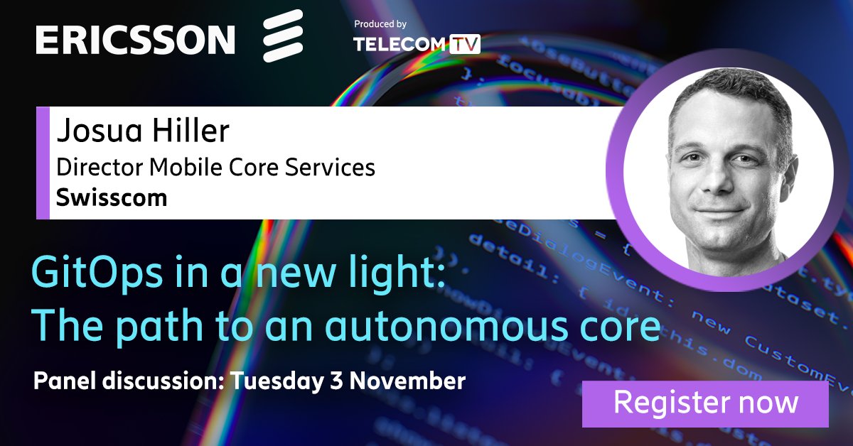 TelecomTV's tweet photo. As 5G core environments become increasingly complex, traditional approaches to lifecycle and configuration management are reaching their limits.

👉Join Josua Hiller, Director Mobile Core Services at @Swisscom on Tuesday 3 November for a discussion on how GitOps can simplify 5G core operations, accelerate software delivery and improve reliability. Together with CCSquared's @ccsquared Chappell and @ericsson's Abhishek Jaiswal, he’ll explore the journey towards an autonomous 5G core, why cloud-native alone isn’t enough, the operational benefits of GitOps, the people and process transformations required, and more.

👉 Find out more, register today: https://t.co/i2nTCYGqKy

Featuring:
⭐ Josua Hiller, Director Mobile Core Services, Swisscom
⭐ Caroline Chappell, Senior Analyst and Founder, CCSquared
⭐ Abhishek Jaiswal, Strategic Product Manager 5GC LCM, Ericsson

#5GCoreOperations #Software #Telecoms #NetworkAutomation #NetworkOperations #AutonomousNetworks @EricssonNetwork