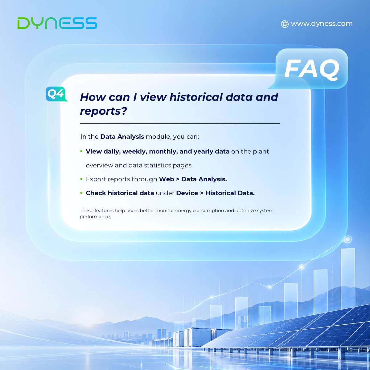 DynessESS's tweet photo. 💡 Dyness Smart Cloud Platform FAQ | Part 1

Device offline? Data delayed? Need help managing devices or viewing historical data?

We answer 5 common questions to make energy management easier. 👇

📲 https://t.co/8VR0SogbjG

#Dyness #SmartCloudPlatform #EnergyStorage #FAQ https://t.co/sOSD3Gu4qV