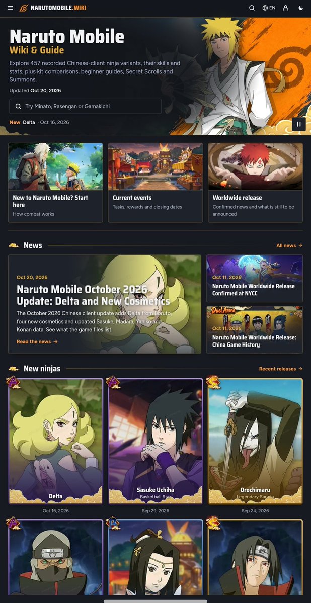 MingoNARUTO's tweet photo. Since NARUTO MOBILE is going global, fans have created a wiki dedicated to NARUTO MOBILE news and content!

Here, you'll be able to find various guides, character explanations, the latest news and announcements, and much more!

This is such an incredible effort. Kudos to everyone who worked on this website!

🔗 Link to the site: https://t.co/AffehCCApk

🔗 You can also support the site too: https://t.co/dFhJtRGHKM

#NarutoMobile