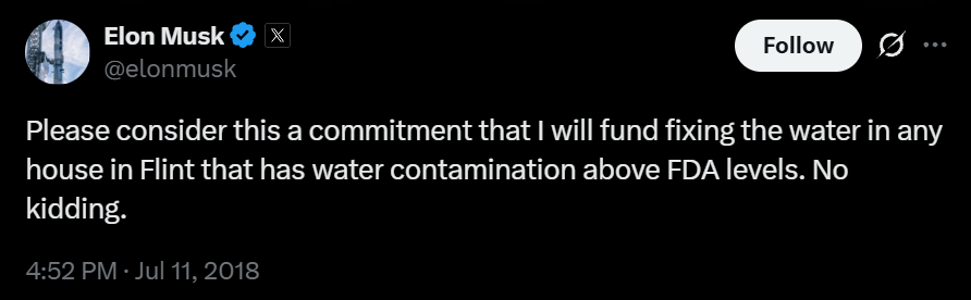PebMet1's tweet photo. Before your @elonmusk  followers continue praising him claiming he will give shares of @SpaceX  to children next year, let me remind you another promise he made but didn't keep.  He banks on the fact you have short memories. https://t.co/0DiqTZh0fP