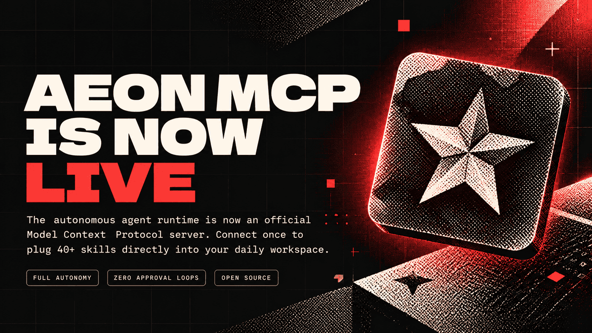 aeonframework's tweet photo. Using our framework and its powerful skills is becoming easier and easier!

Let's welcome the aeon MCP 🎉 https://t.co/iDFkaCy43A