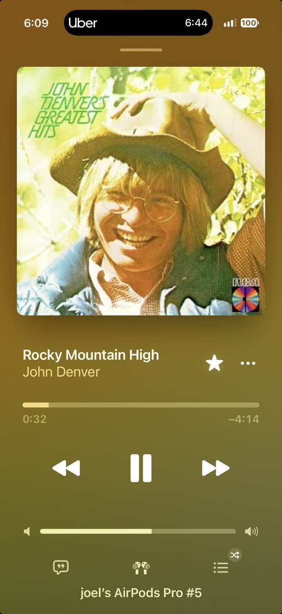 kidney_boy's tweet photo. Sitting in my Uber on the way to the Airport and this comes on. Shuffle-Play has become self-aware. 

Onward to @ASNKidney #KidneyWk

#RockyMountainHigh https://t.co/EC1l0Y2ABe